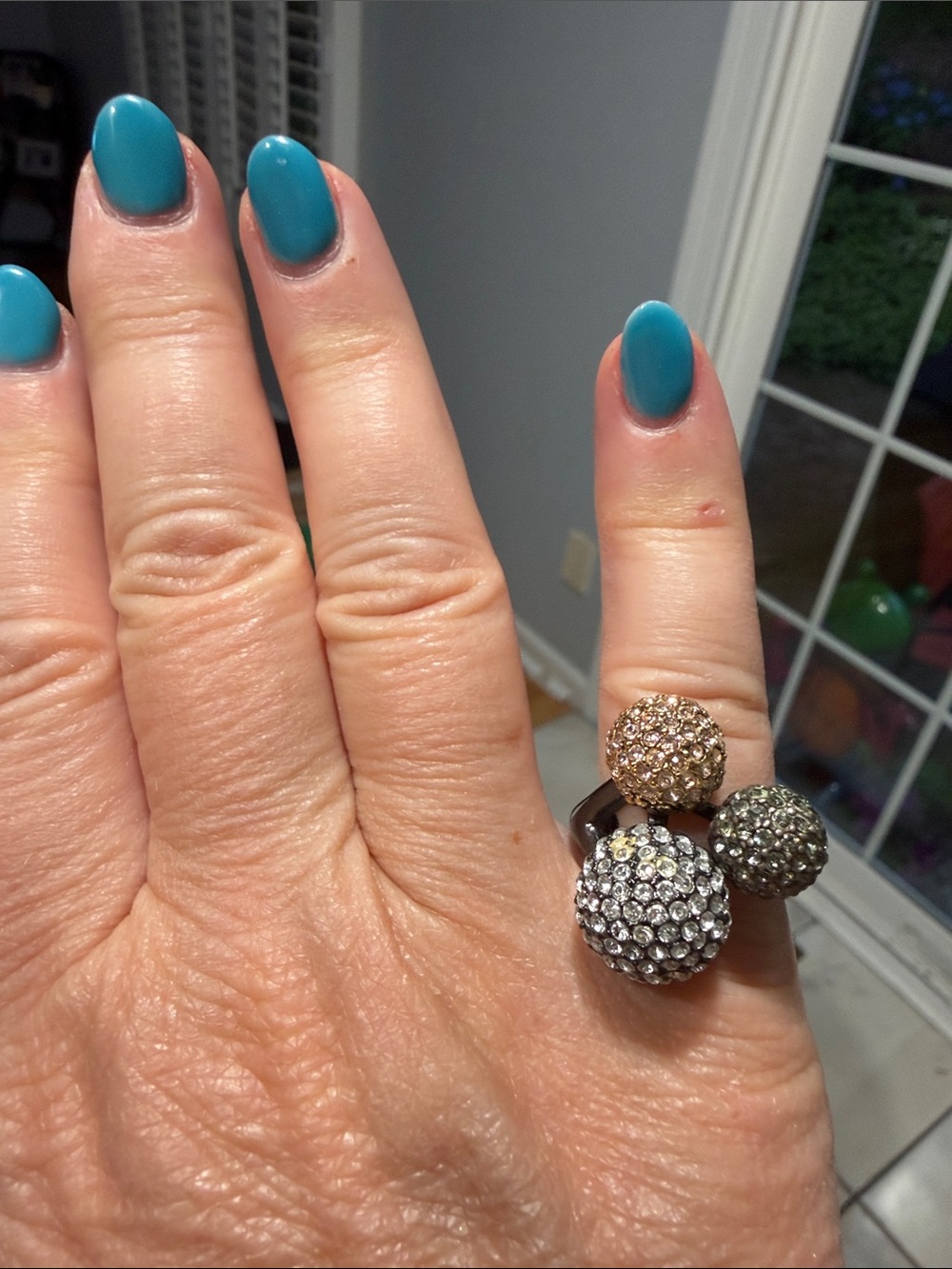 Stella & Dot Mixed Metal Pavé Trio Ball Ring in Gold, Silver, and Gunmetal